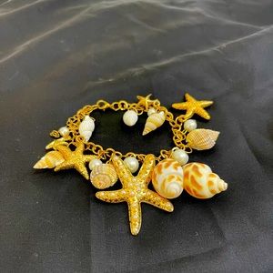 Sea Shell, star fish gold bracelet